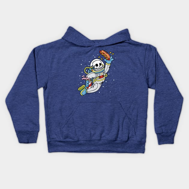 Comic - Space Skull Hotdog - Blue Kids Hoodie by ShirzAndMore